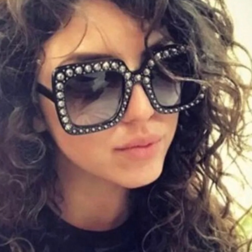 Oversized Rhinestone Black Sunnies!! - Picture 4 of 7